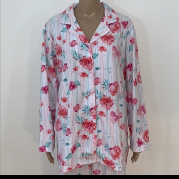 New 2 Piece Pajamas PJs Set Floral Cozy - Picture 2 of 2